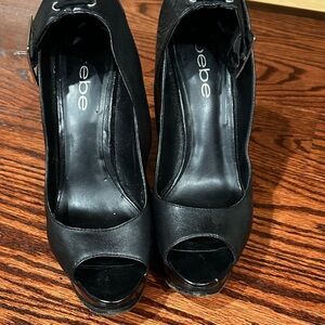 Bebe Black Peep Toe Heels